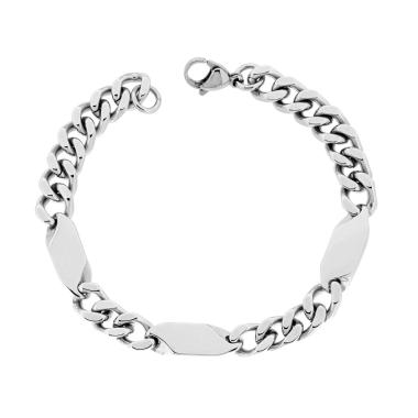 Bracciale Uomo Catena Grumetta con Targhette in ACCIAIO