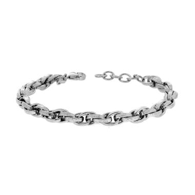 Bracciale Catena Forzatina Multimaglia con Decoro Greco in ACCIAIO