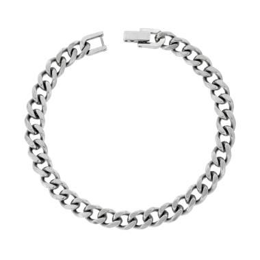 Bracciale Catena Grumetta Diamantata in ACCIAIO