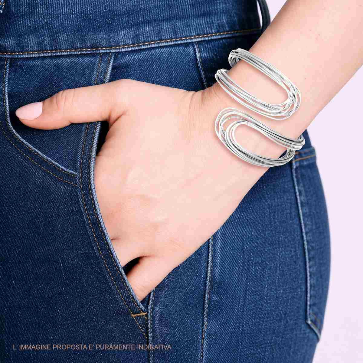Bracciale Rigido modello Schiava Fascia Multifilo Contrarie in ACCIAIO