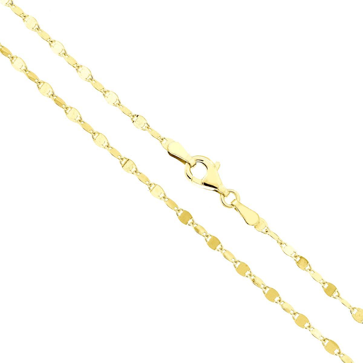 Catena Forzatina a Specchio Diamantata sezione 2.2 lunghezza cm 40 in ARGENTO 925 Galvanica Oro