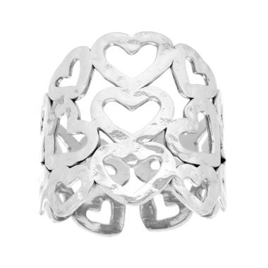 Anello Fascia con Cuori Martellati in ACCIAIO
