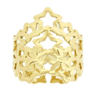 Anello Fascia con Stelle Martellate in ACCIAIO colore Oro