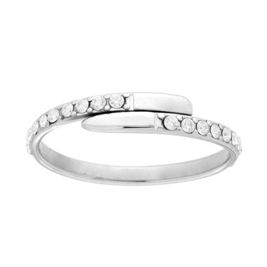Anello Contrarie Veretta con Crystal Bianchi in ACCIAIO
