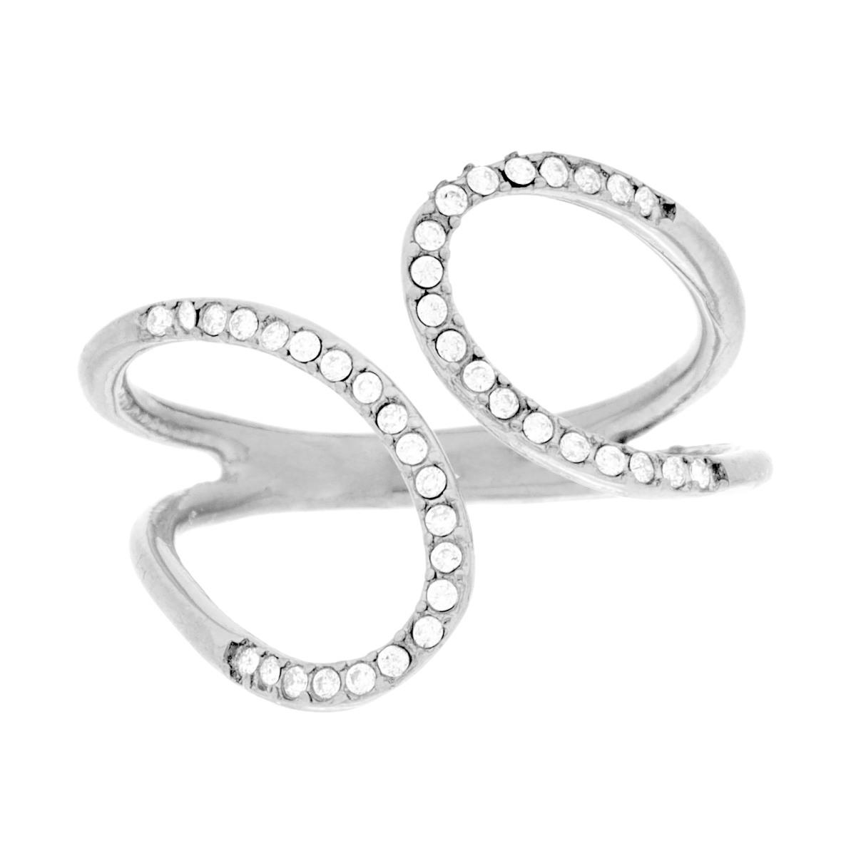 Anello Fascia Contrarie con Crystal Bianchi in ACCIAIO