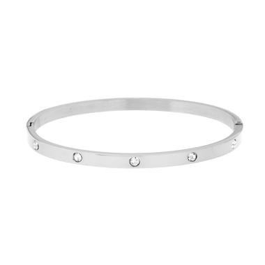 Bracciale Rigido modello Schiava con Crystal Bianchi mm 4 in ACCIAIO