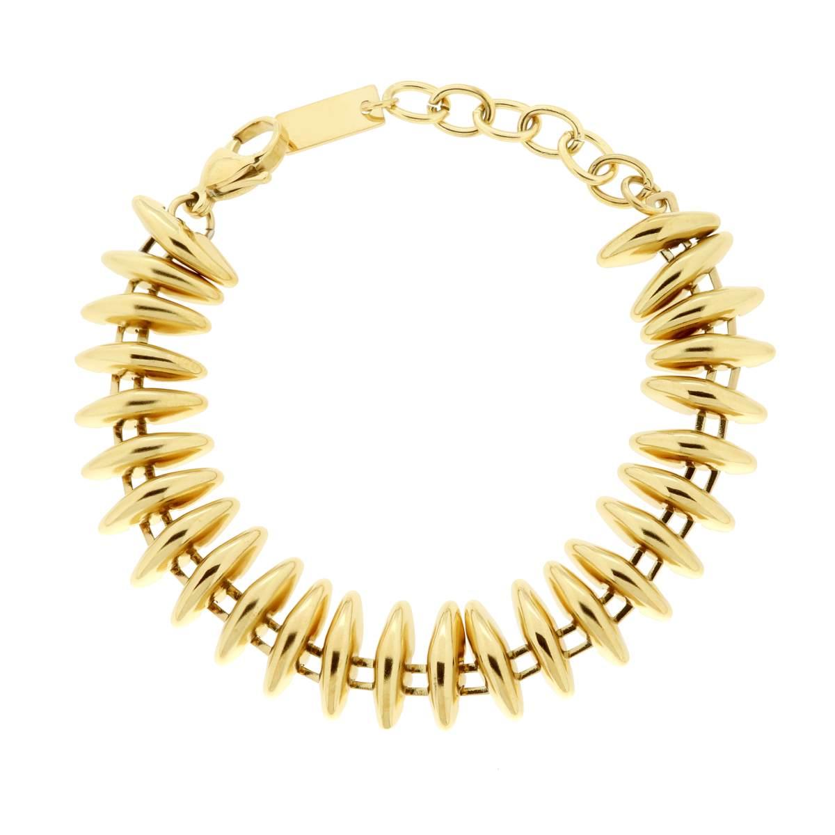 Bracciale Catena Spina di Pesce in ACCIAIO colore Oro