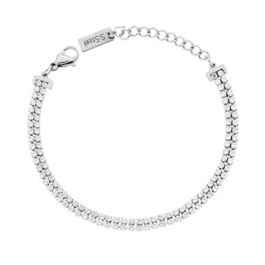 Bracciale due fili Tennis con Crystal Bianchi in ACCIAIO