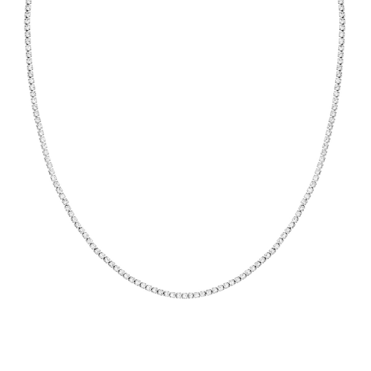 Collana Tennis Griffe cm 40+5 con Crystal 2 mm Bianchi in ACCIAIO