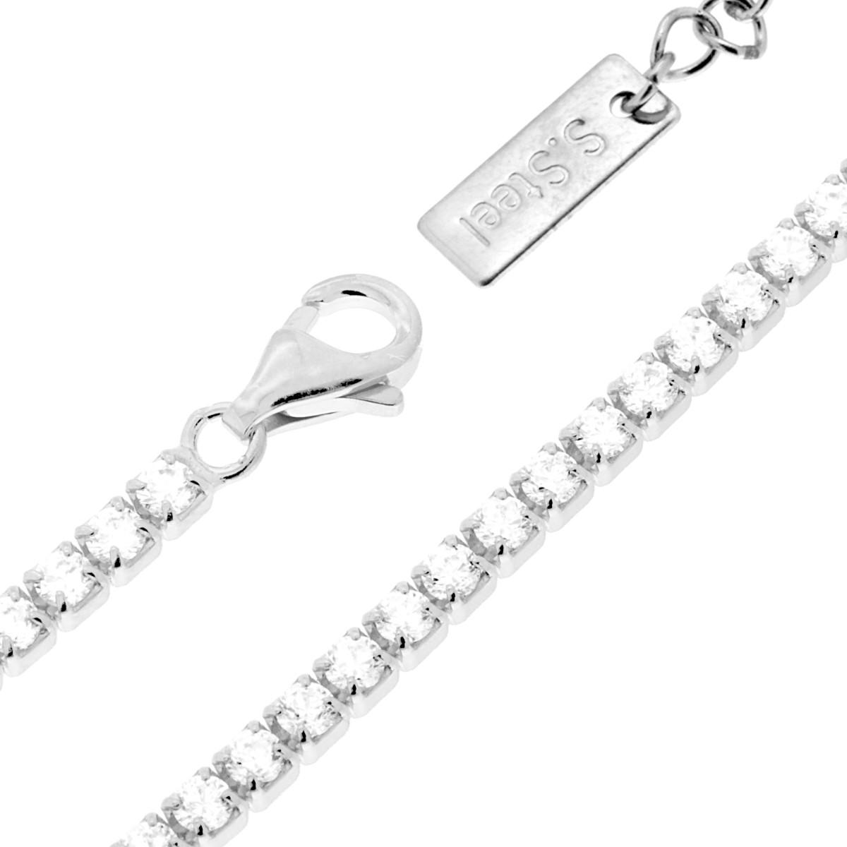 Collana Tennis Griffe cm 40+5 con Crystal 2 mm Bianchi in ACCIAIO