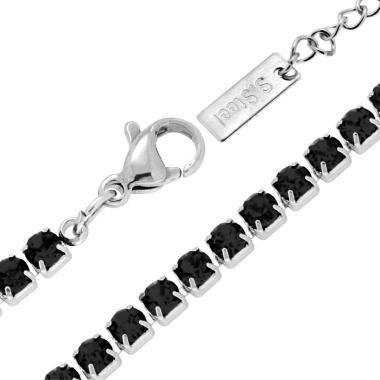Collana Tennis Griffe cm 40+5 con Crystal 3 mm Neri in ACCIAIO