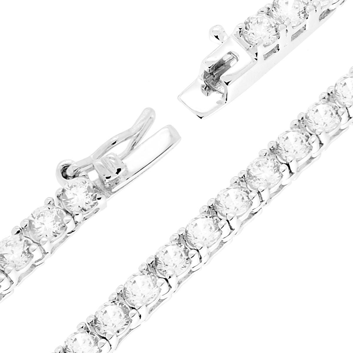 Collana Tennis Griffe cm 50 con Zirconi mm 3 Bianchi in ARGENTO 925 Galvanica Rodio