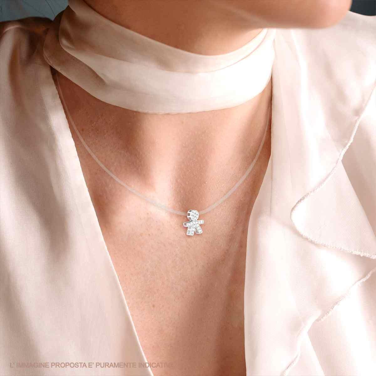 Ciondolo Bimbo con Cubic Zirconia Bianchi in ARGENTO 925 Galvanica Rodio
