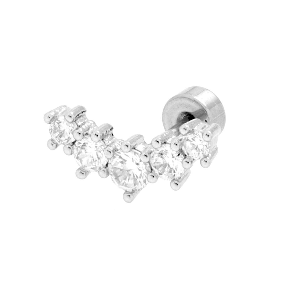 Body Piercing Barbell mm 11 con Cilindro e Diadema con Crystal Bianchi in ACCIAIO Chirurgico
