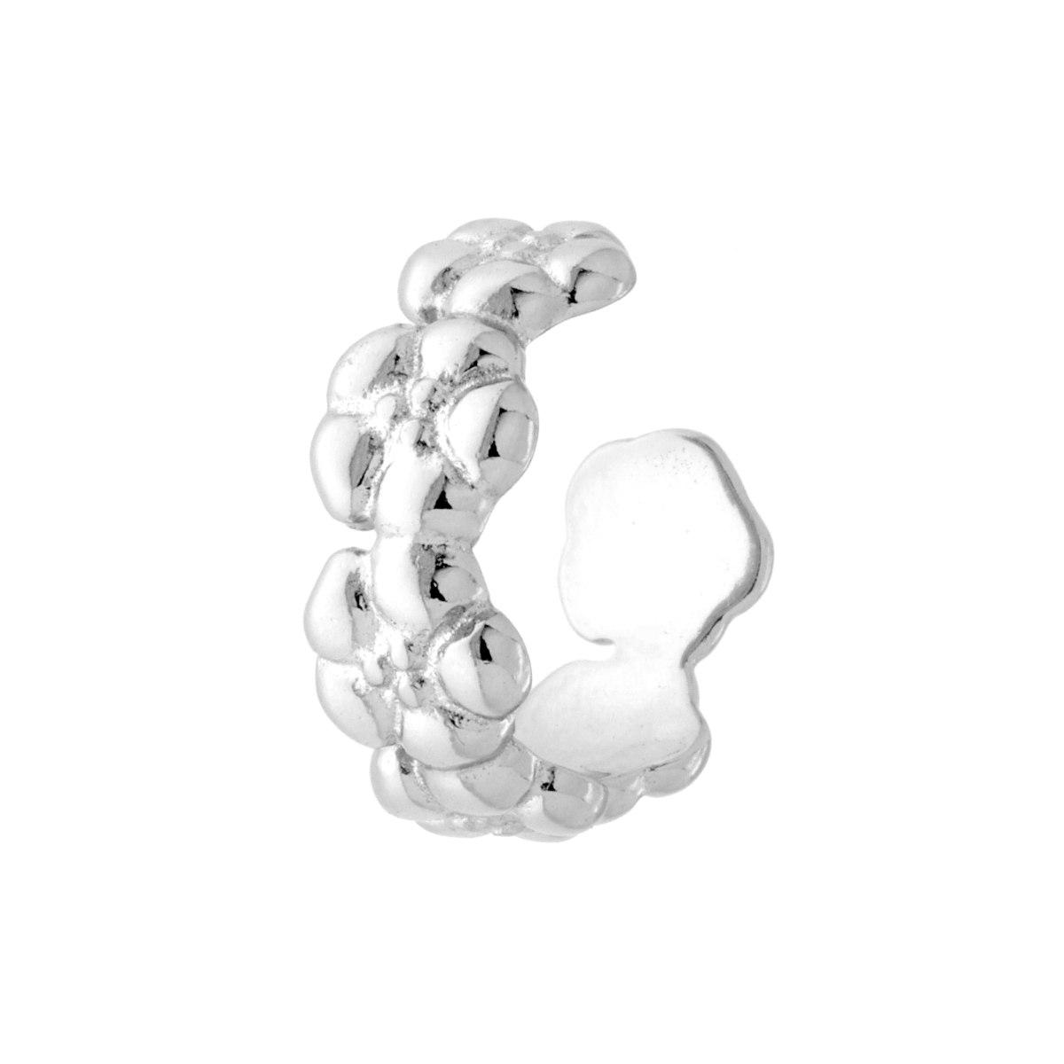 Orecchino Ear Cuff Cerchio Fiori in ARGENTO 925 Galvanica Rodio