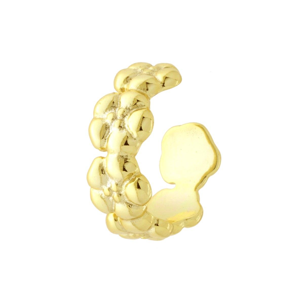 Orecchino Ear Cuff Cerchio Fiori in ARGENTO 925 Galvanica Oro