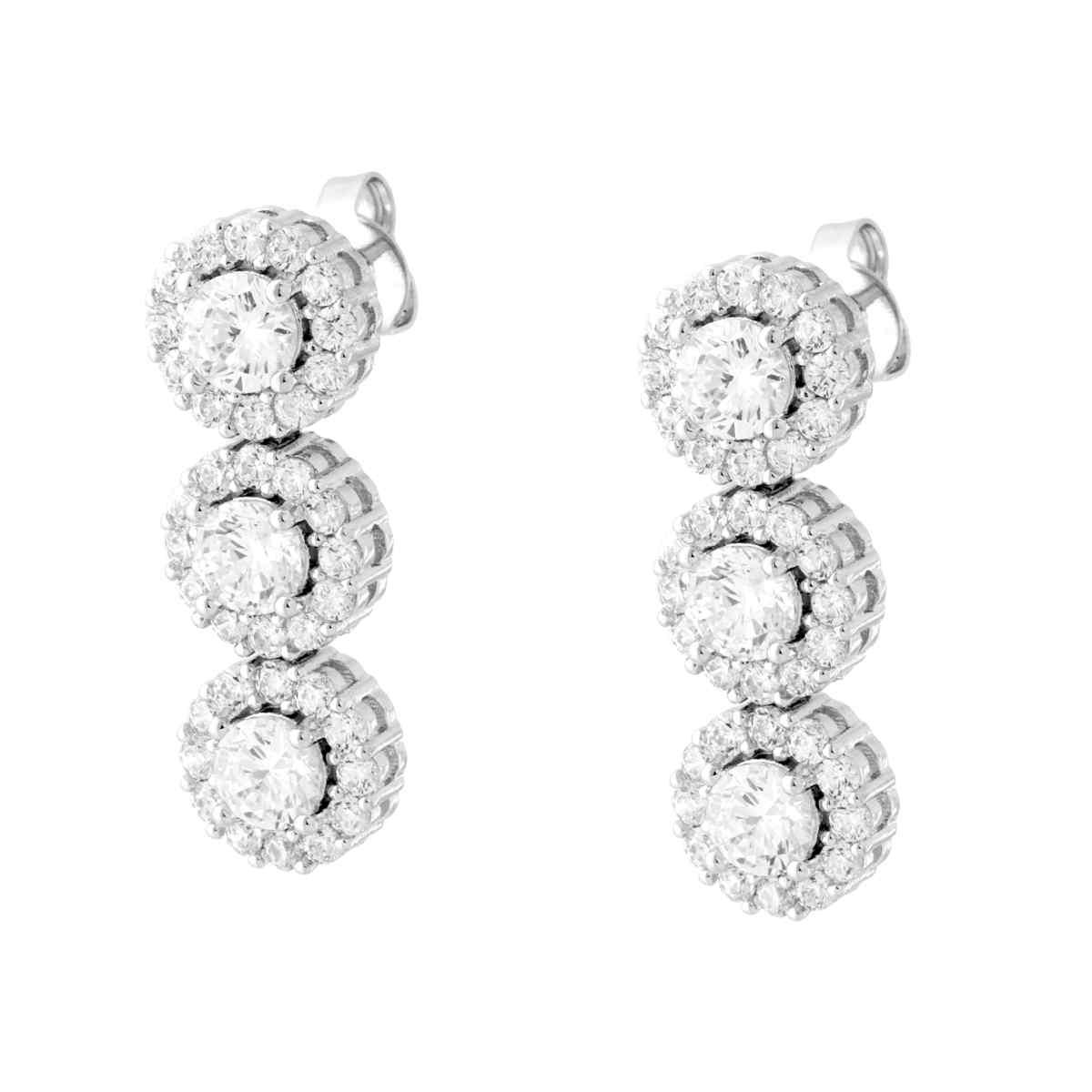 Orecchini Trilogy Punto Luce Fiore con Cubic Zirconia Bianchi in OTTONE