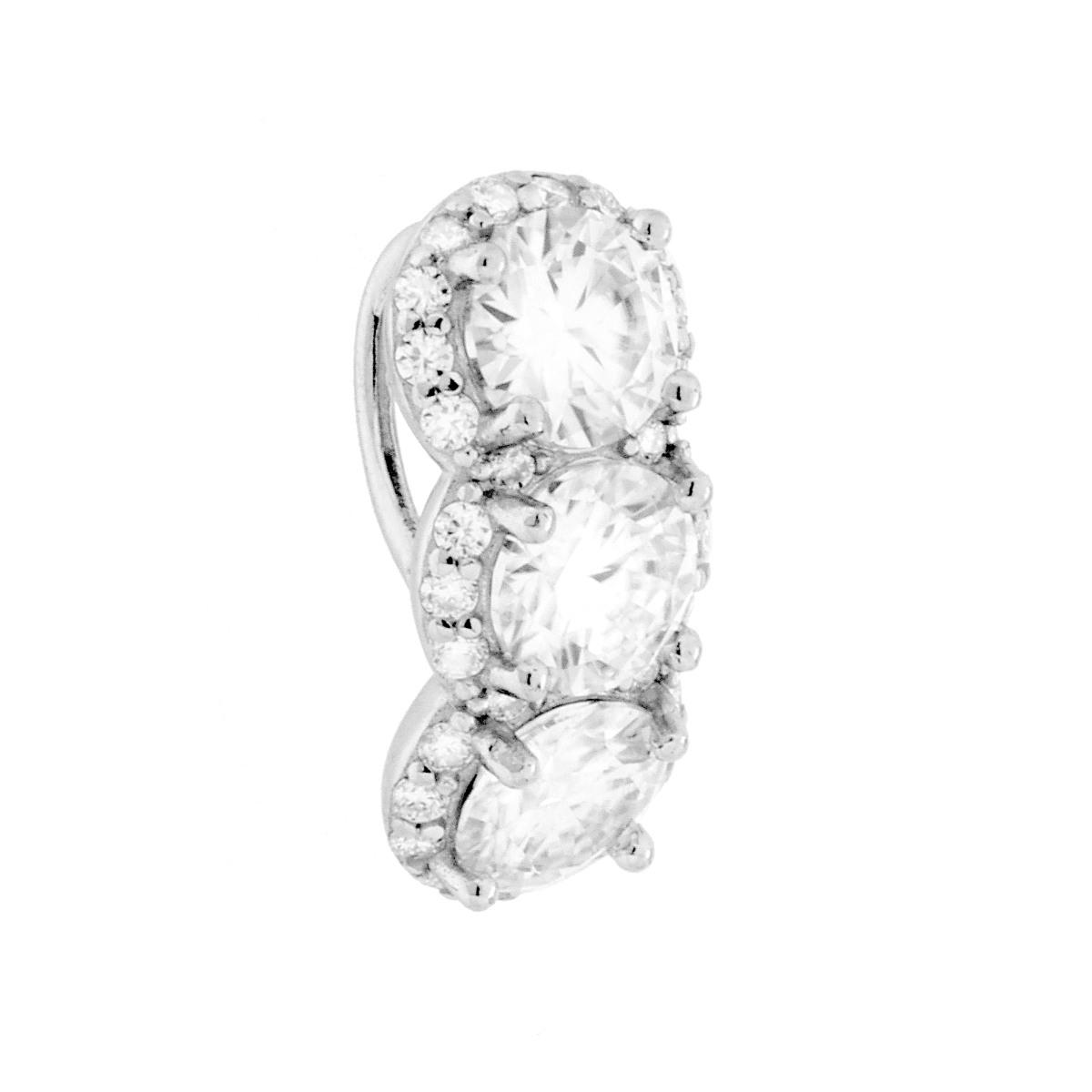 Ciondolo Trilogy Halo con MOISSANITE mm 5 in ARGENTO 925 Galvanica Rodio
