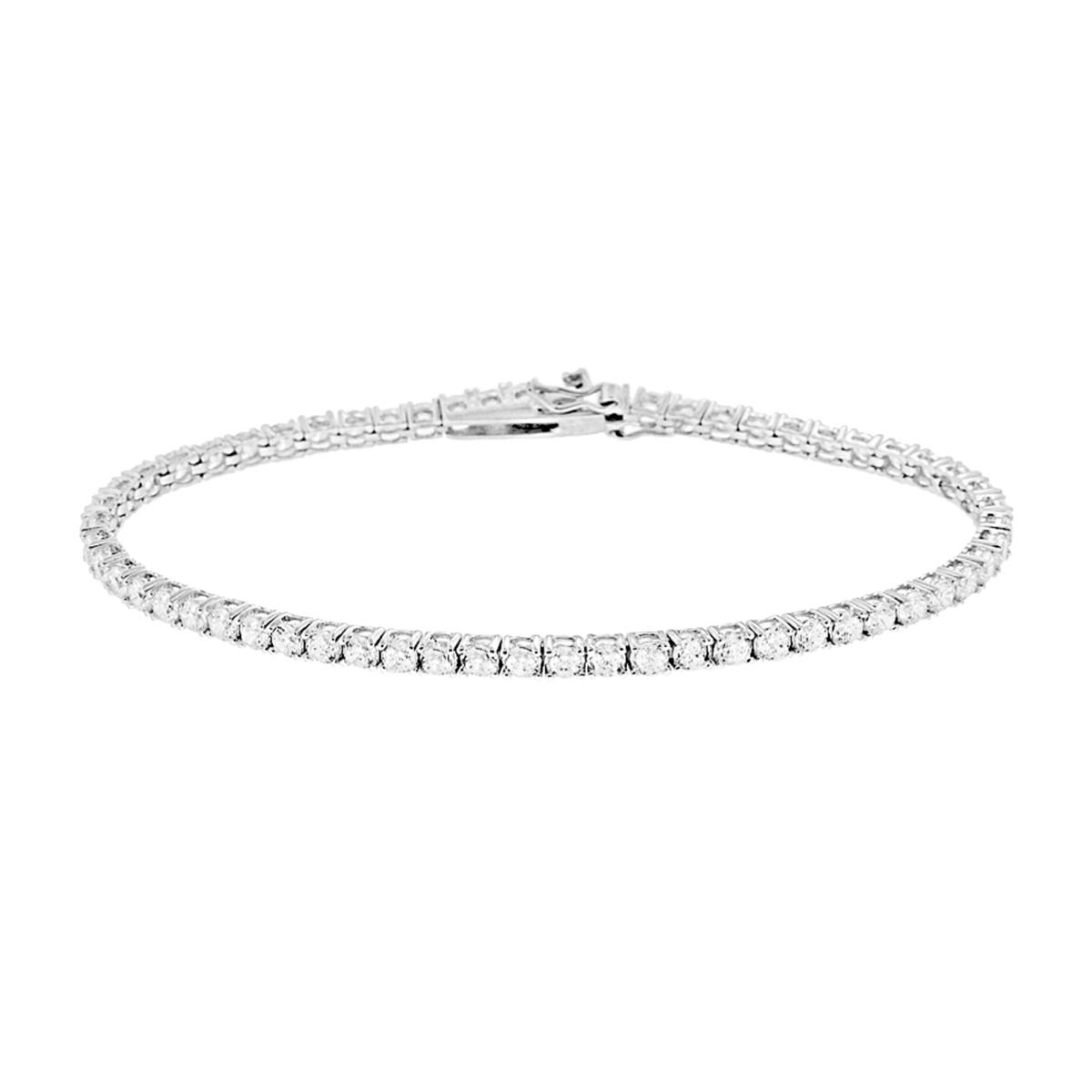 Bracciale Tennis Griffe cm 16 con Cubic Zirconia mm 3 Bianchi in OTTONE Galvanica Rodio