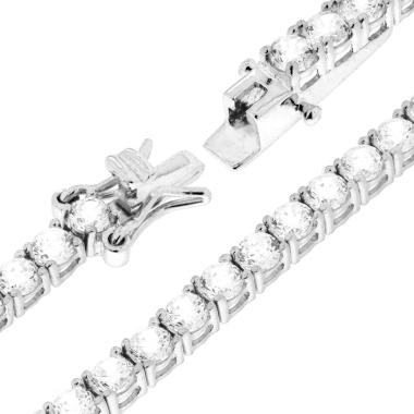 Bracciale Tennis Griffe cm 16 con Cubic Zirconia mm 3 Bianchi in OTTONE Galvanica Rodio