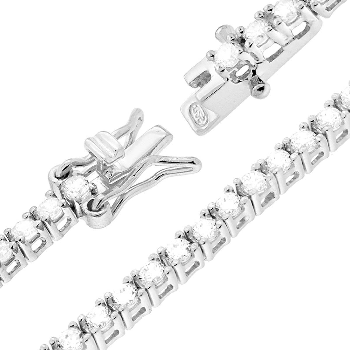 Bracciale Tennis Griffe cm 16 con Cubic Zirconia mm 2.5 Bianchi in OTTONE Galvanica Rodio