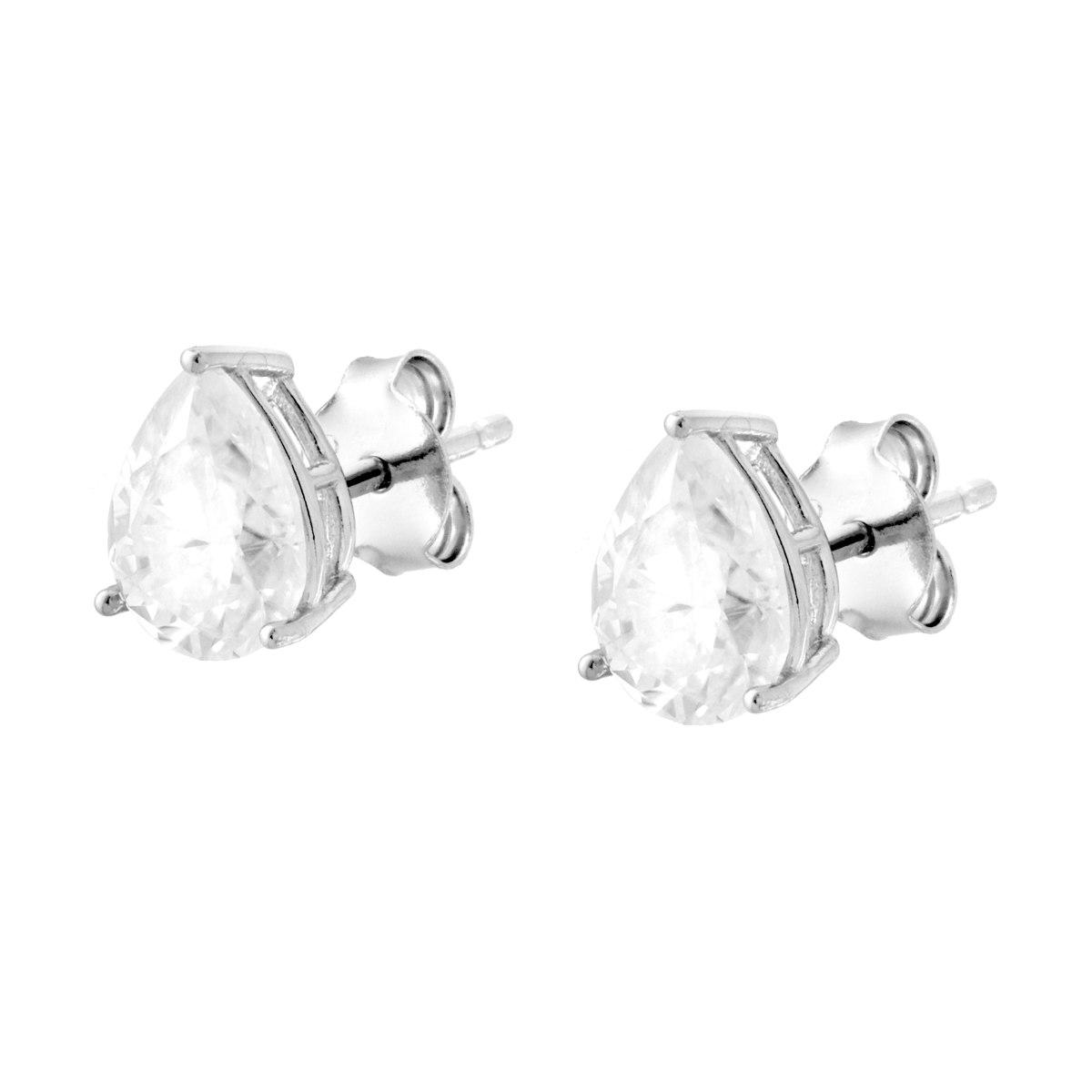 Orecchini Punto Luce Goccia con MOISSANITE in ARGENTO 925 Galvanica Rodio