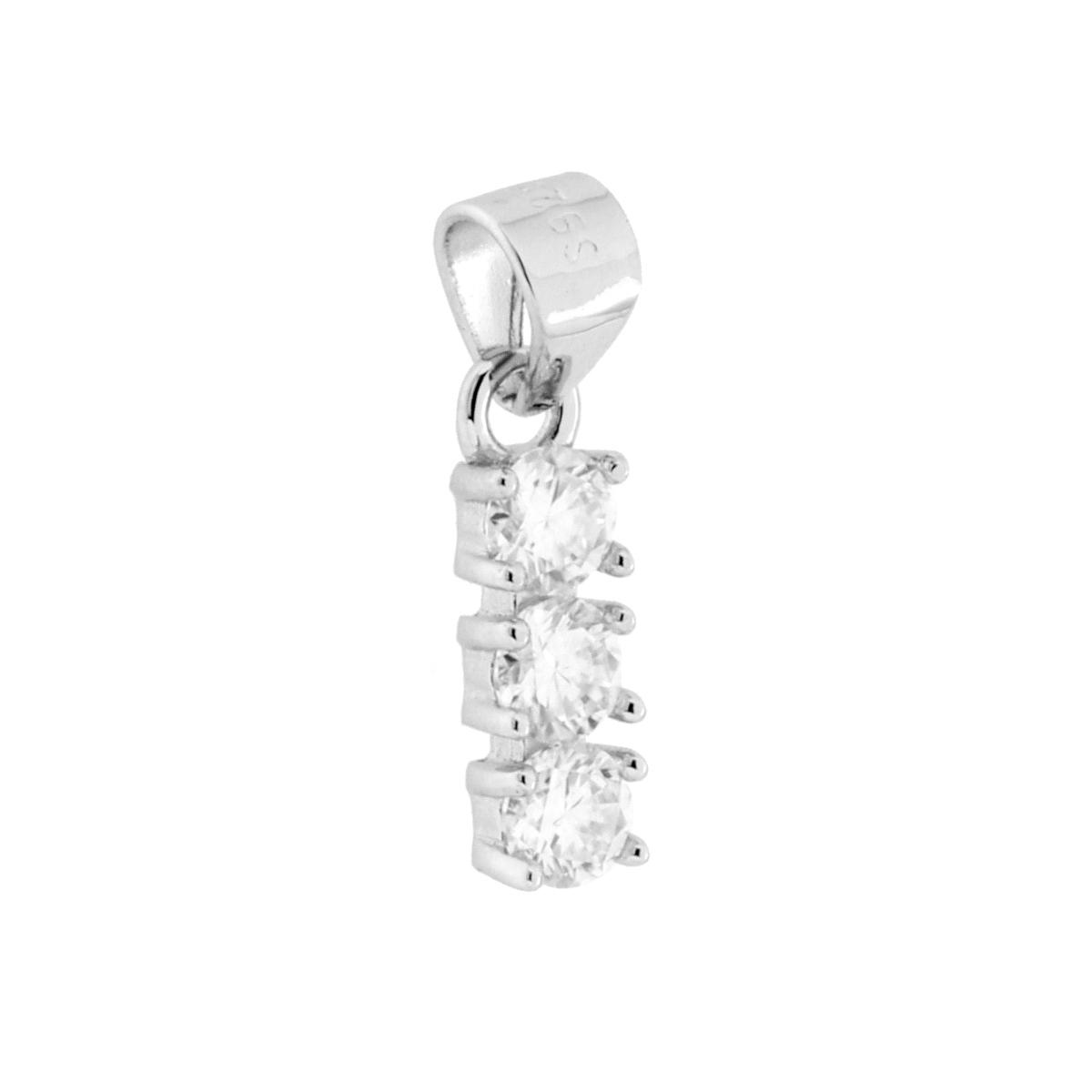 Ciondolo Trilogy con MOISSANITE Bianco mm 3 in ARGENTO 925 Galvanica Rodio