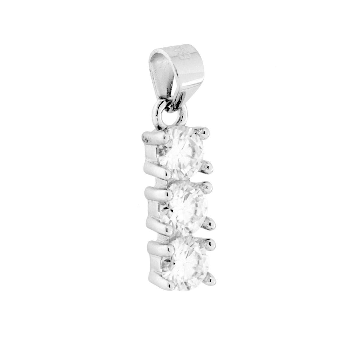 Ciondolo Trilogy con MOISSANITE Bianco mm 4 in ARGENTO 925 Galvanica Rodio