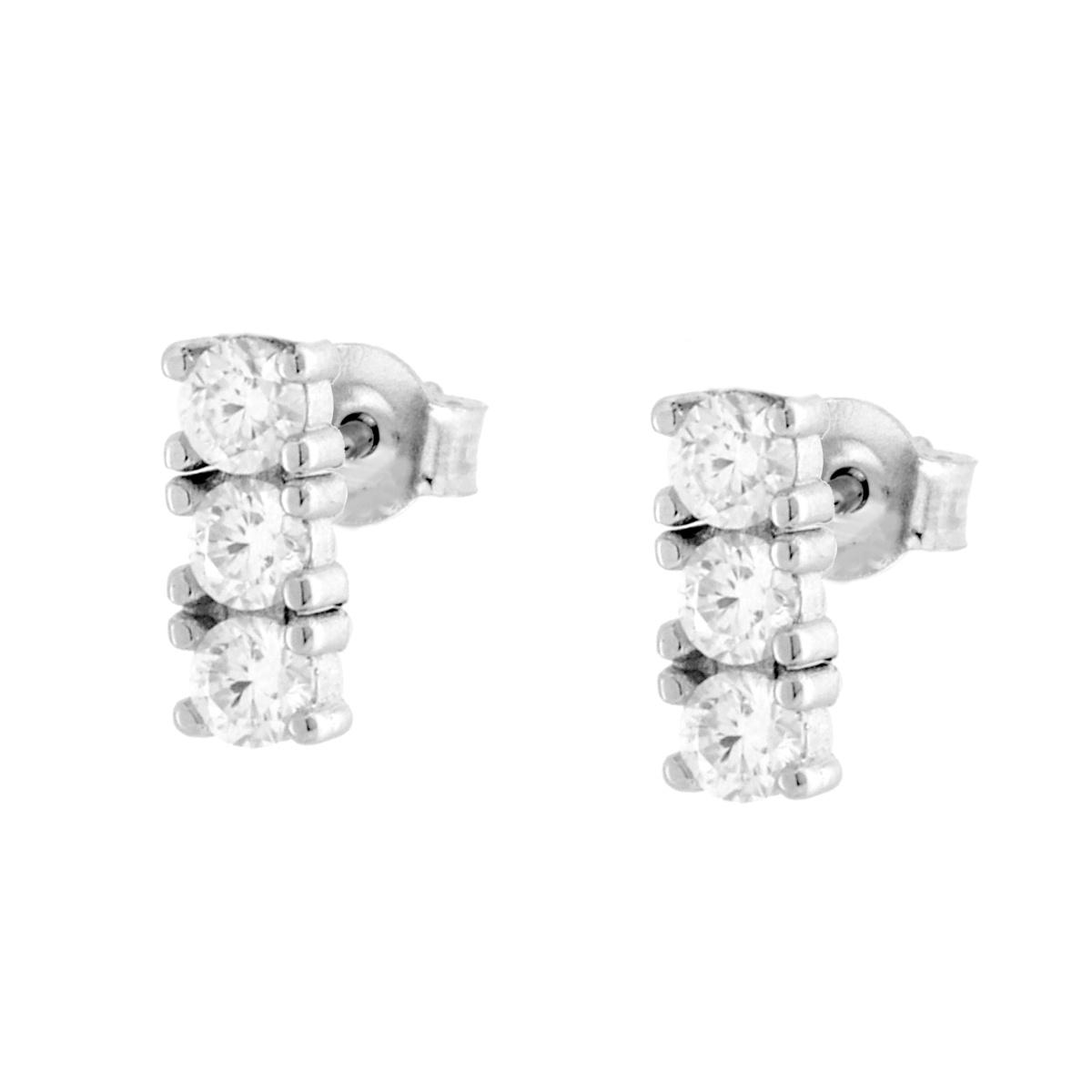 Parure Set Orecchini e Ciondolo Punto Luce Trilogy con MOISSANITE Bianchi in ARGENTO 925 Galvanica Rodio