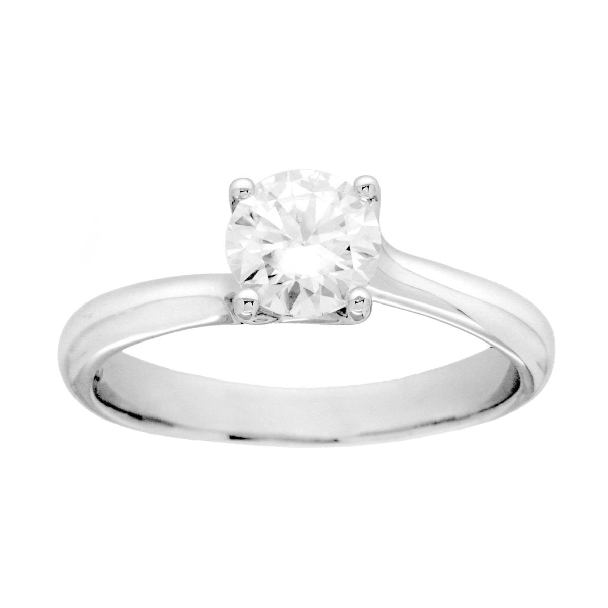 Anello Solitario con MOISSANITE Bianco mm 6 in ARGENTO 925 Galvanica Rodio