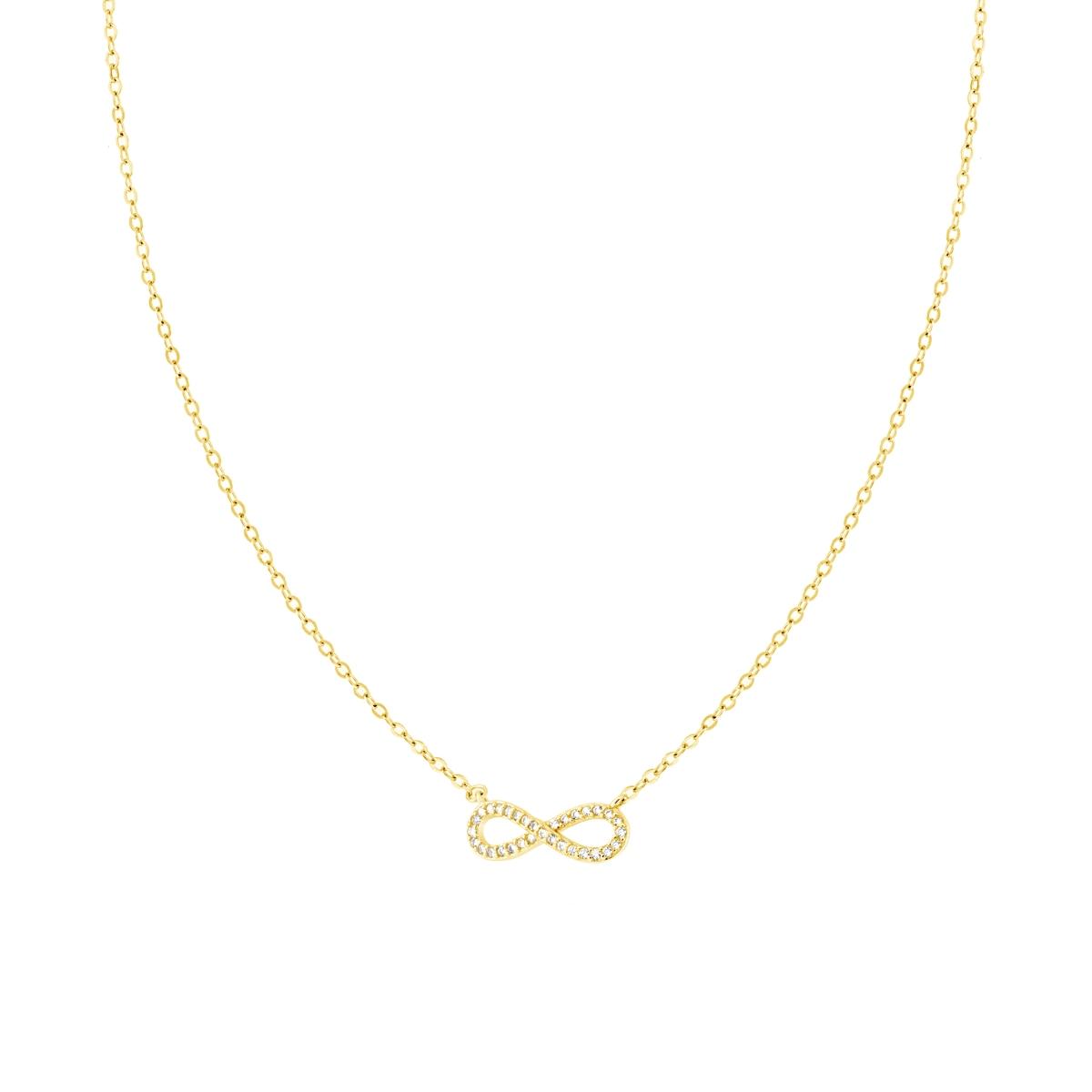 Collana Infinito con Zirconi Bianchi in ARGENTO 925 Galvanica Oro