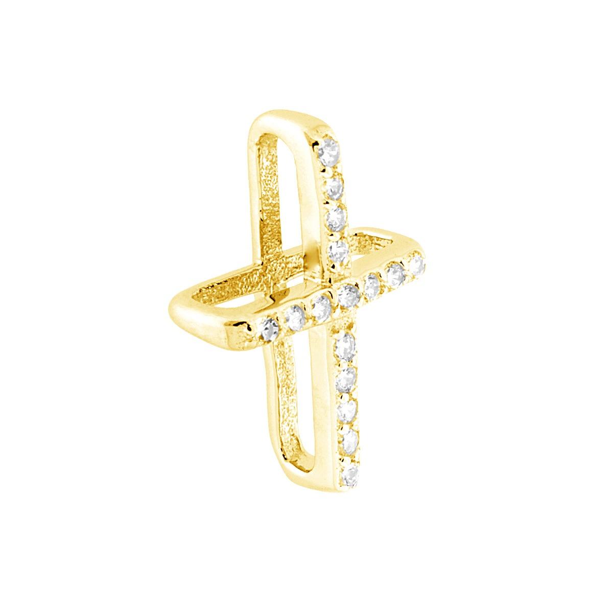 Ciondolo Croce con Zirconi Bianchi in ARGENTO 925 Galvanica Oro