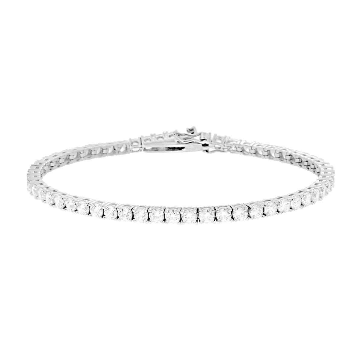 Bracciale Tennis Griffe cm 16.5 con MOISSANITE Bianco mm 3 in ARGENTO 925 Galvanica Rodio