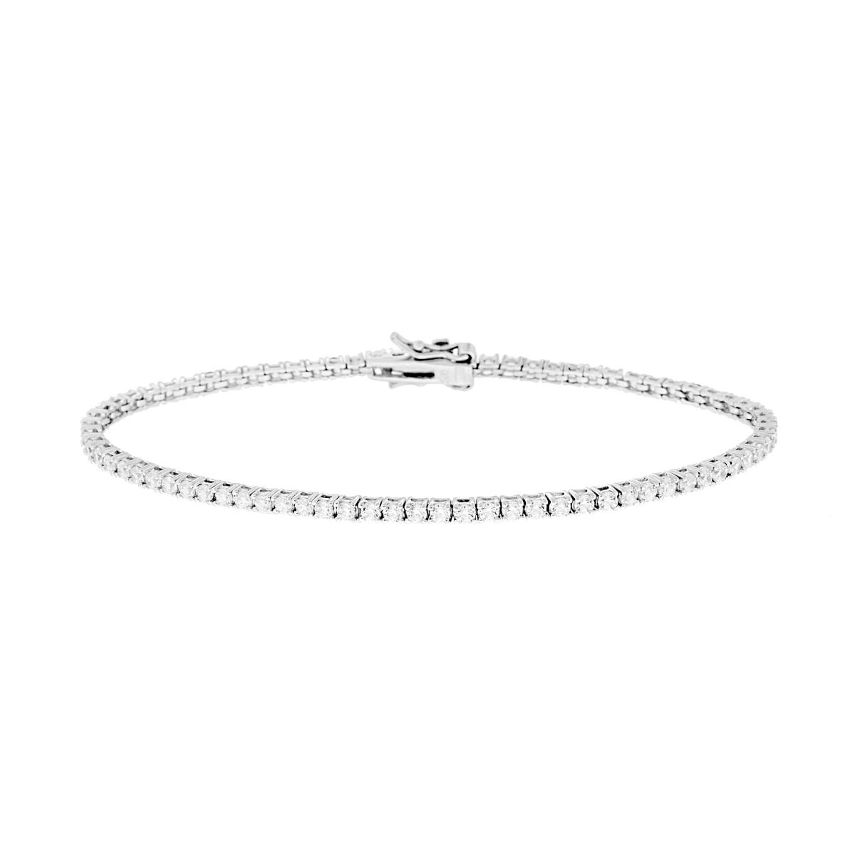Bracciale Tennis Griffe cm 18 con MOISSANITE Bianco mm 2 in ARGENTO 925 Galvanica Rodio