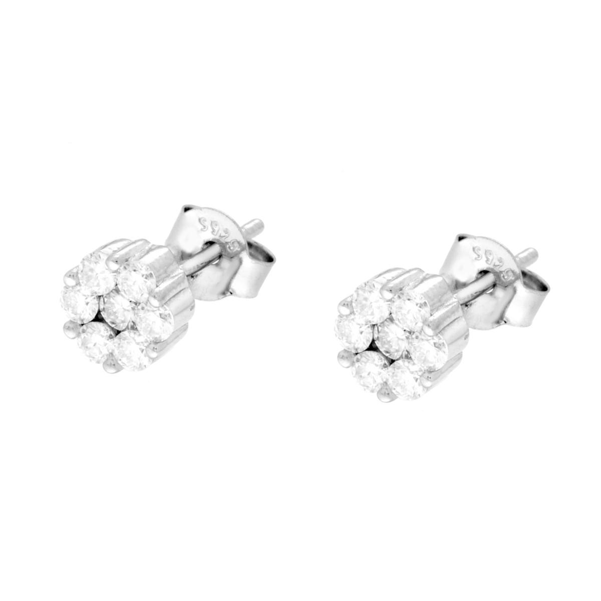 Orecchini Fiore con MOISSANITE Bianco in ARGENTO 925 Galvanica Rodio