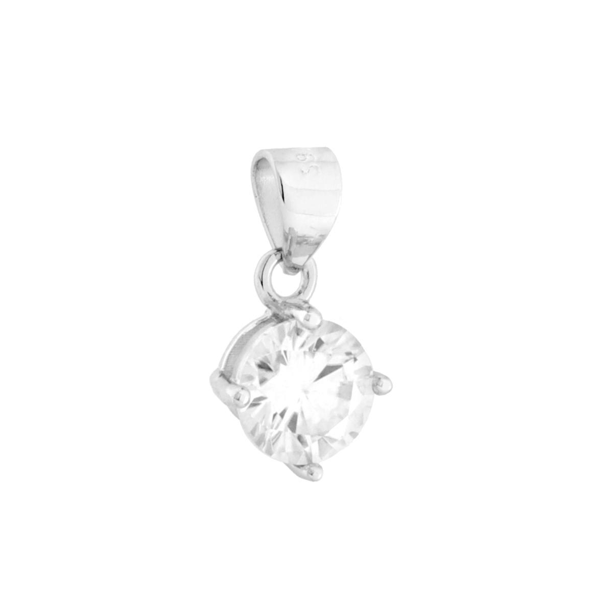 Ciondolo Punto Luce MOISSANITE Bianco mm 6 in ARGENTO 925 Galvanica Rodio