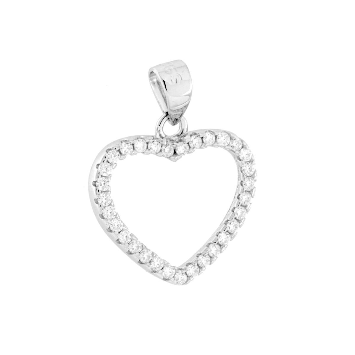 Ciondolo Cuore con MOISSANITE Bianco in ARGENTO 925 Galvanica Rodio