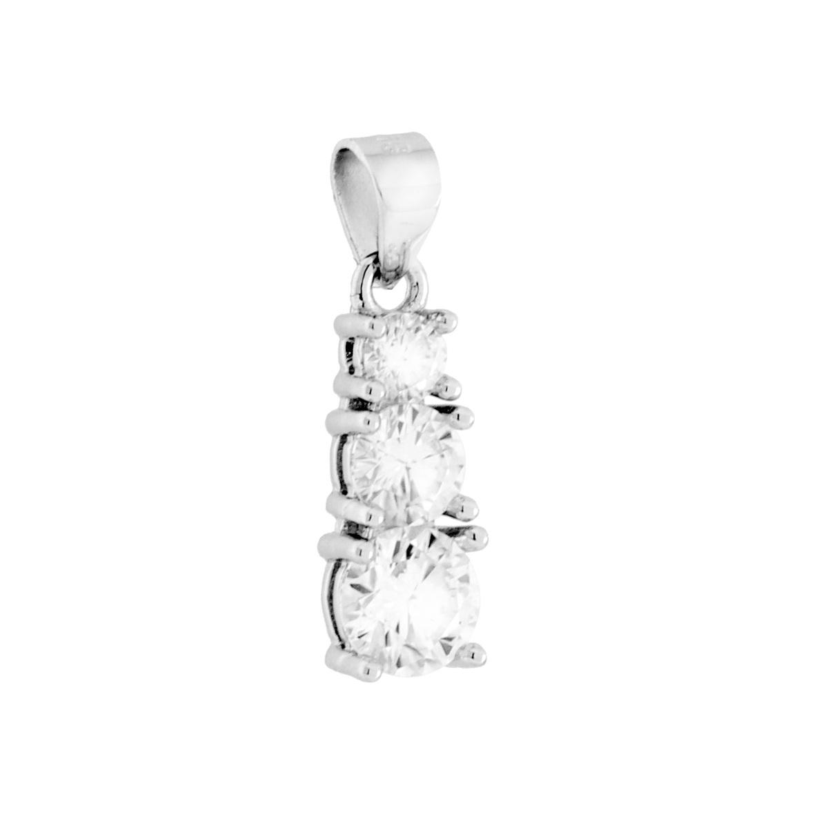 Ciondolo Punto Luce trilogy con MOISSANITE Bianco Degrade in ARGENTO 925 Galvanica Rodio