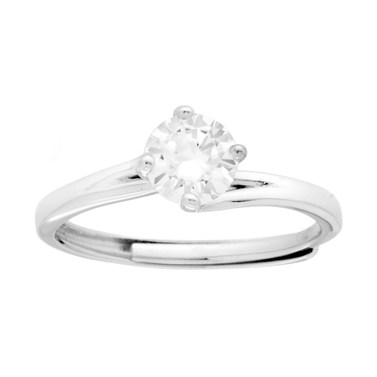 Anello Solitario con MOISSANITE Bianco mm 6 in ARGENTO 925 Galvanica Rodio