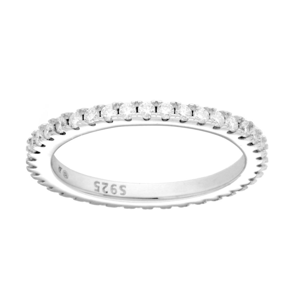 Anello Eternity con MOISSANITE Bianco mm 1.5 in ARGENTO 925 Galvanica Rodio