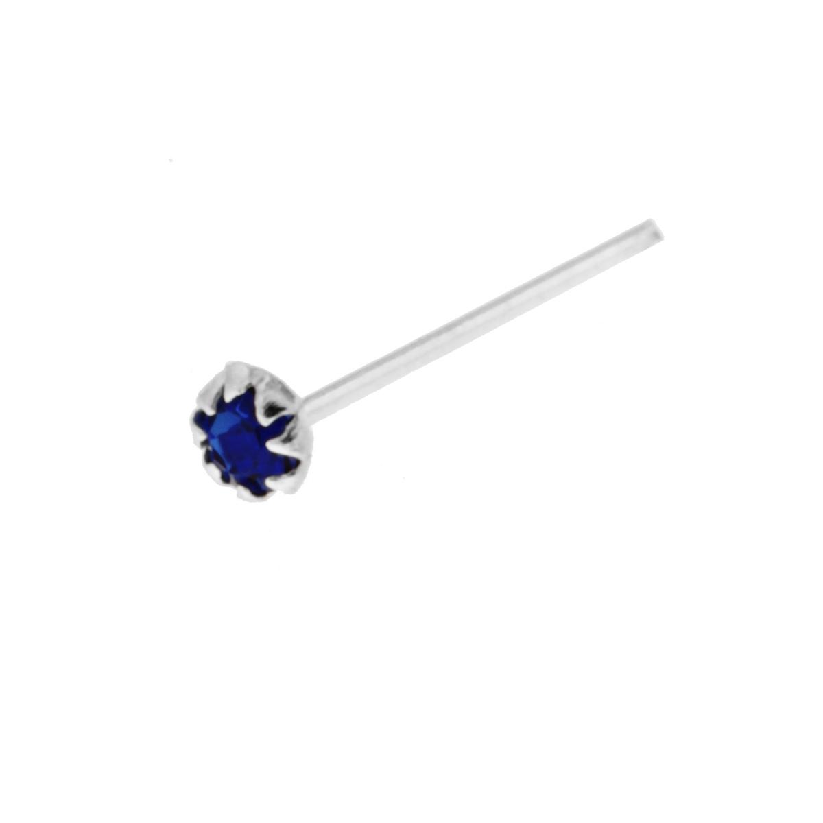 Piercing Naso Chiodino con Cubic Zirconia Multicolor mm 2 a Griffe Tondo in ARGENTO 925