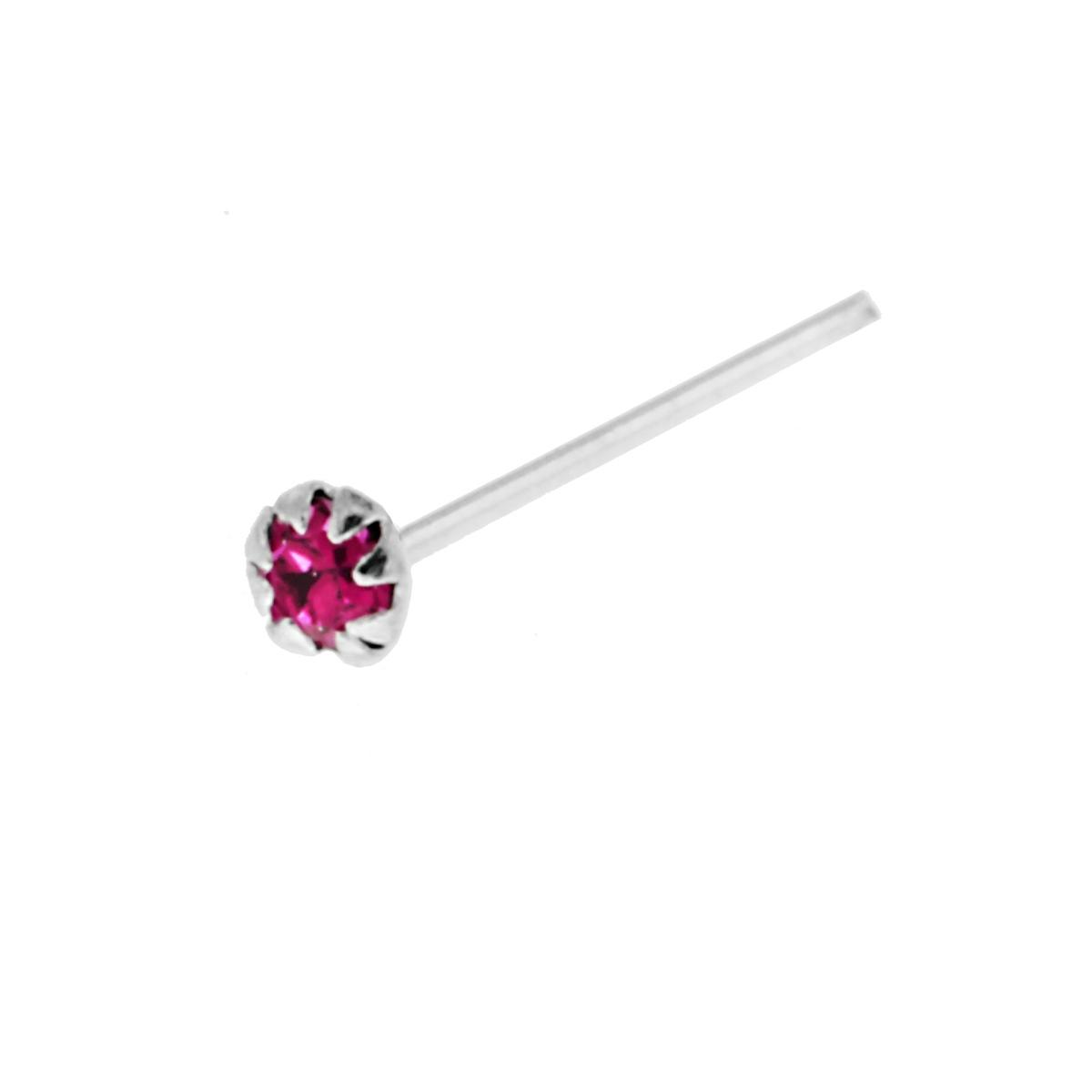 Piercing Naso Chiodino con Cubic Zirconia Multicolor mm 2 a Griffe Tondo in ARGENTO 925