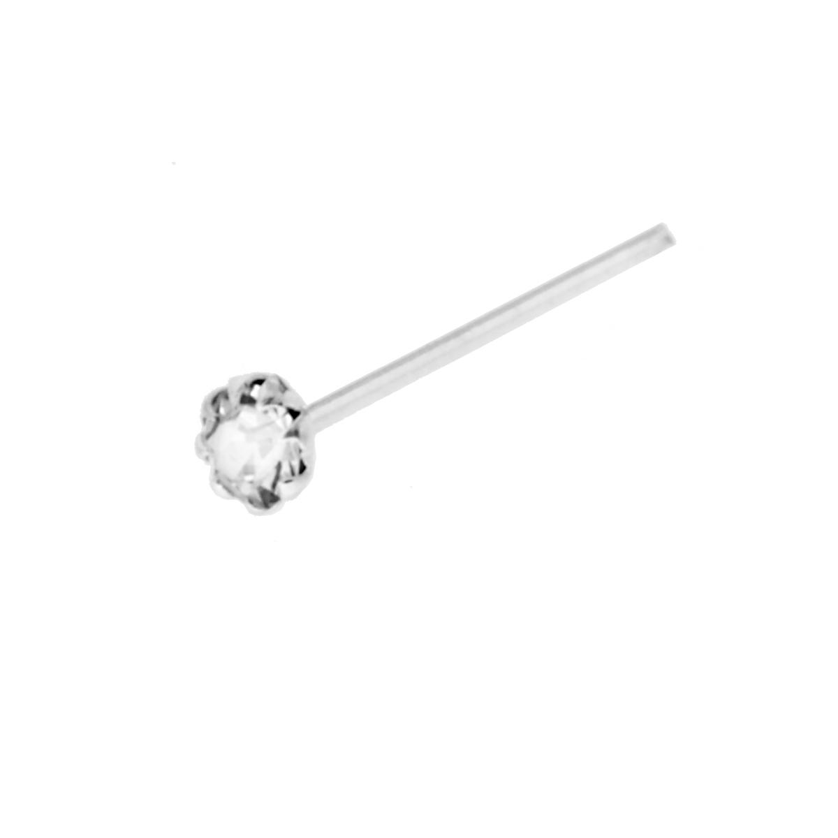 Piercing Naso Chiodino con Cubic Zirconia Multicolor mm 2 a Griffe Tondo in ARGENTO 925