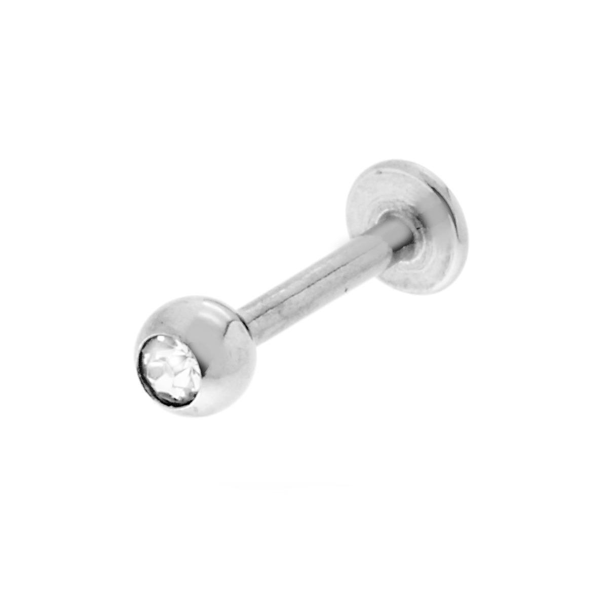 Body Piercing Labret mm 12 con Pallina mm 3 e Crystal Bianco in ACCIAIO Chirurgico