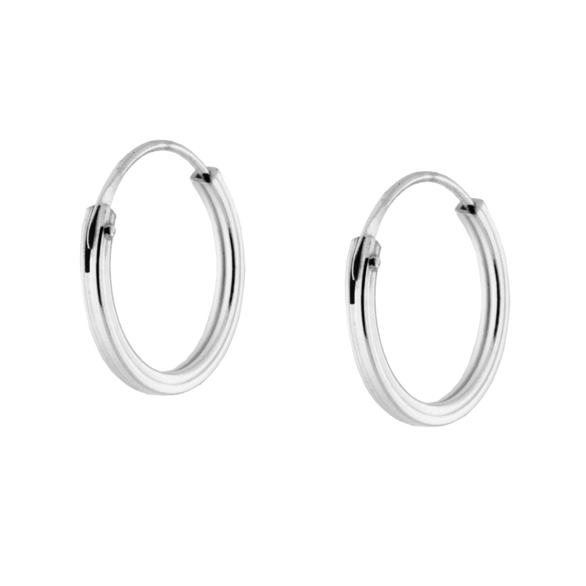 Orecchini Cerchio Lucido a Canna Quadrata in ARGENTO 925