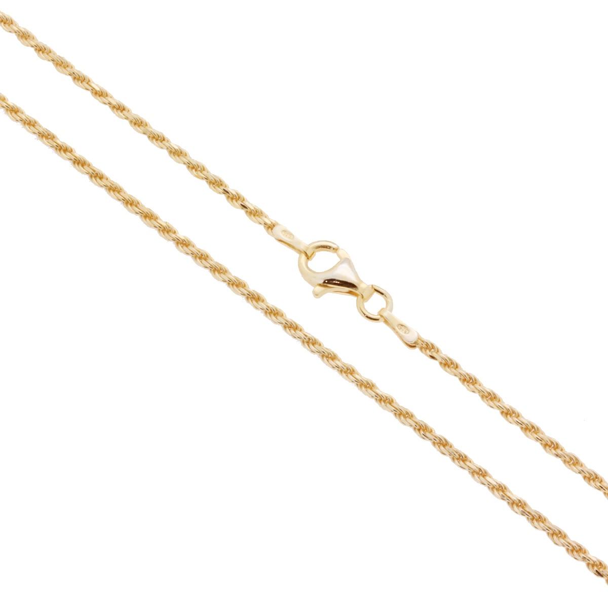 Catena Corda Diamantata 035 sezione mm 1.7 lunghezza cm 60 in ARGENTO 925 Galvanica Oro