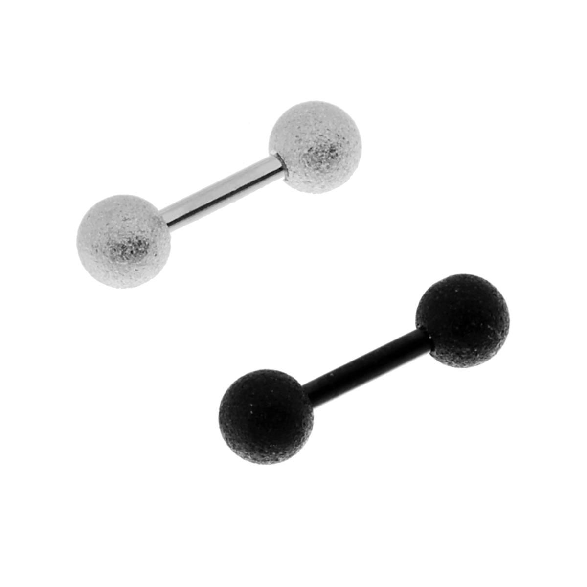 Body Piercing Barbell Nero e Argento mm 13.5 con Pallina mm 4 in ACCIAIO Chirurgico