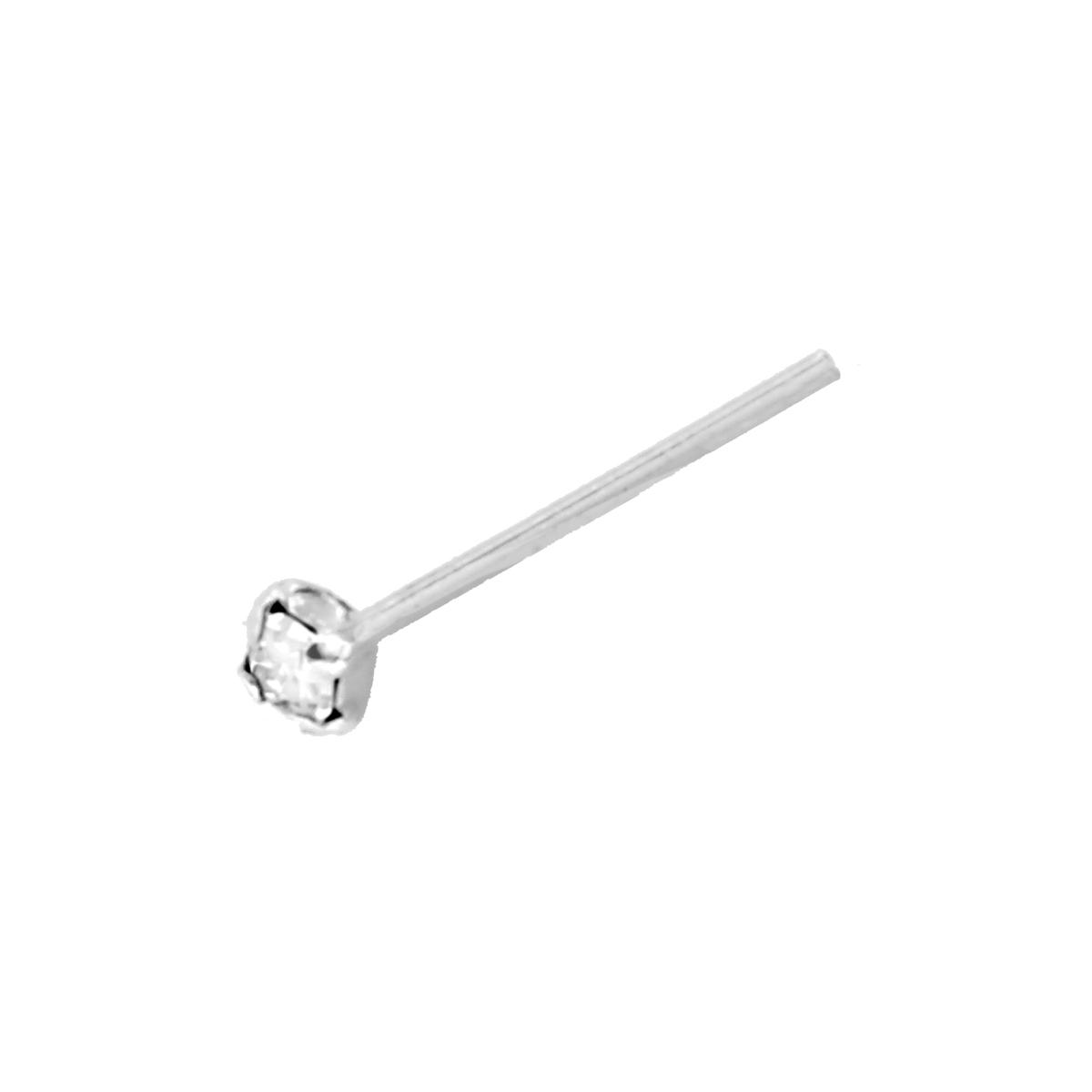 Piercing Naso Chiodino a Griffe con Zircone Bianco 1.6 mm in ARGENTO 925