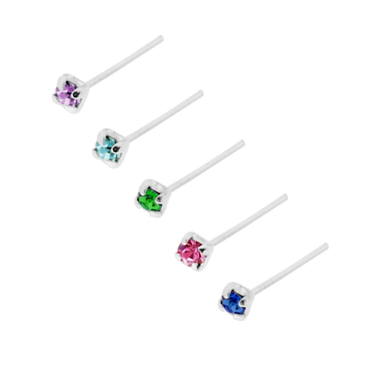 Piercing Naso Chiodino a Griffe con Cubic Zirconia Color in ARGENTO 925