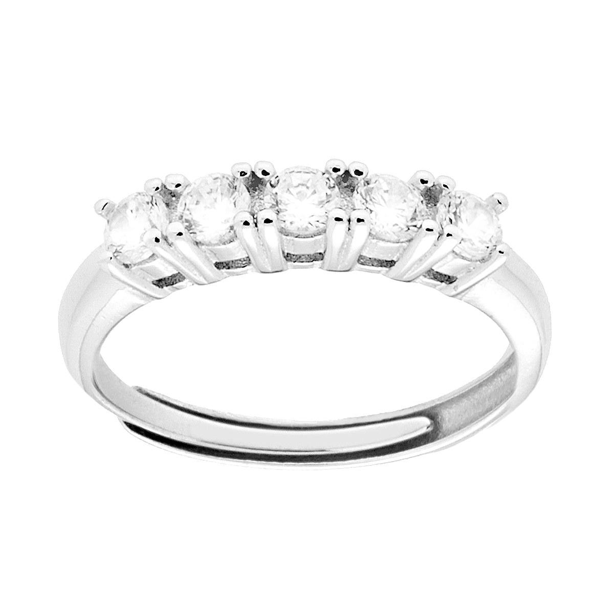 Anello Veretta con Cubic Zirconia Bianchi mm 2.5 in ARGENTO 925 Galvanica Rodio